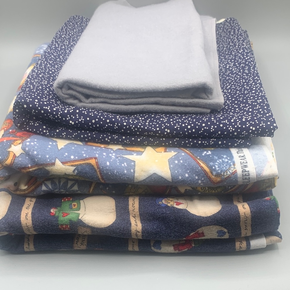Flannel Snowman Fabric Gray Flannel Fabric Blue White Snowflake Cotton Fabric